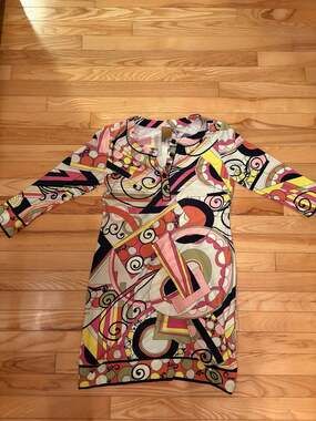 Ali Ro Geometric Print Long Sleeve Shift Dress